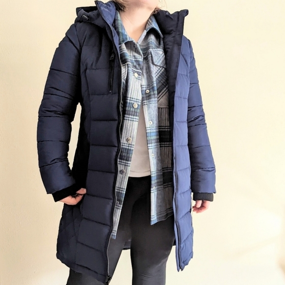 Guess Navy Puffer Parka Jacket - Picture 1 of 7